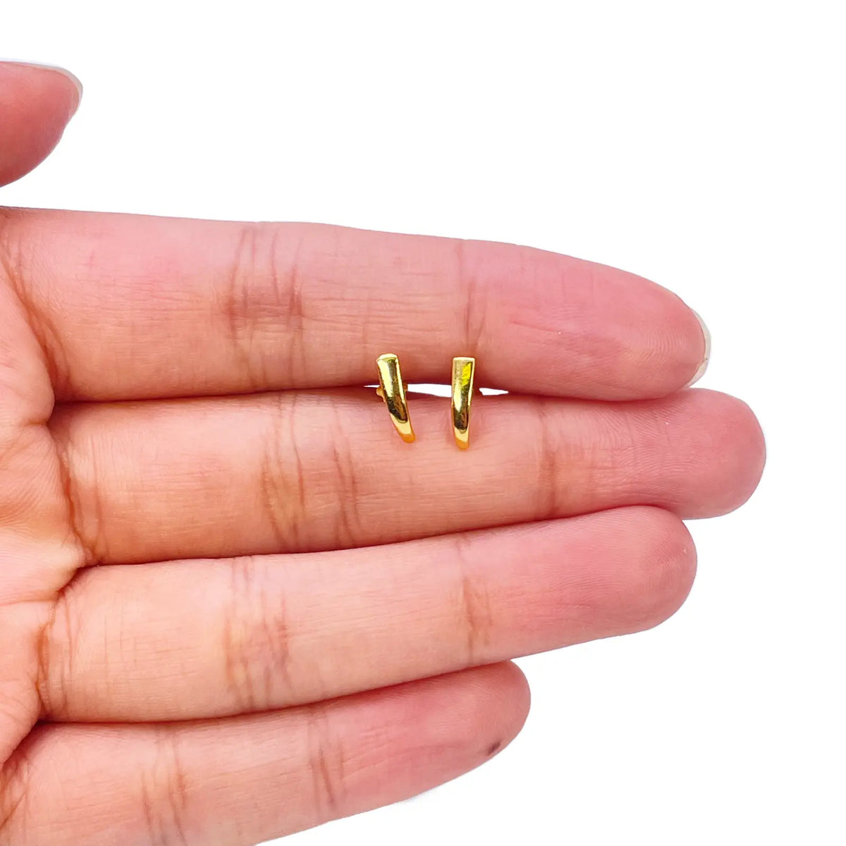 22ct Yellow Gold Plain High Polished Children's Earrings 9mm Length 