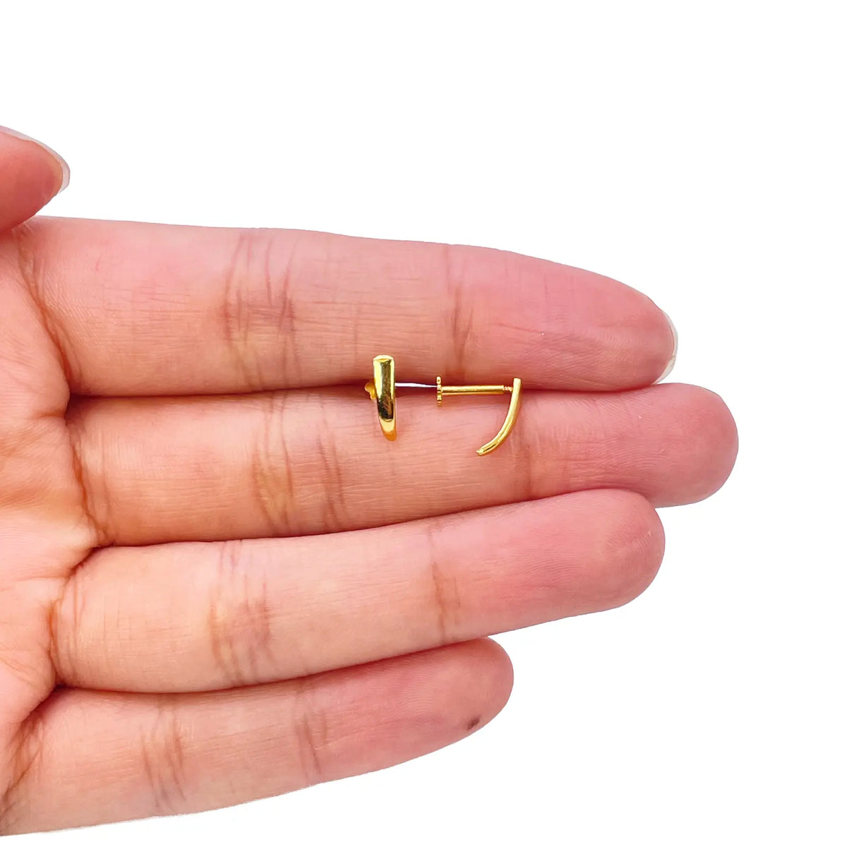 22ct Yellow Gold Plain High Polished Children's Earrings 9mm Length 