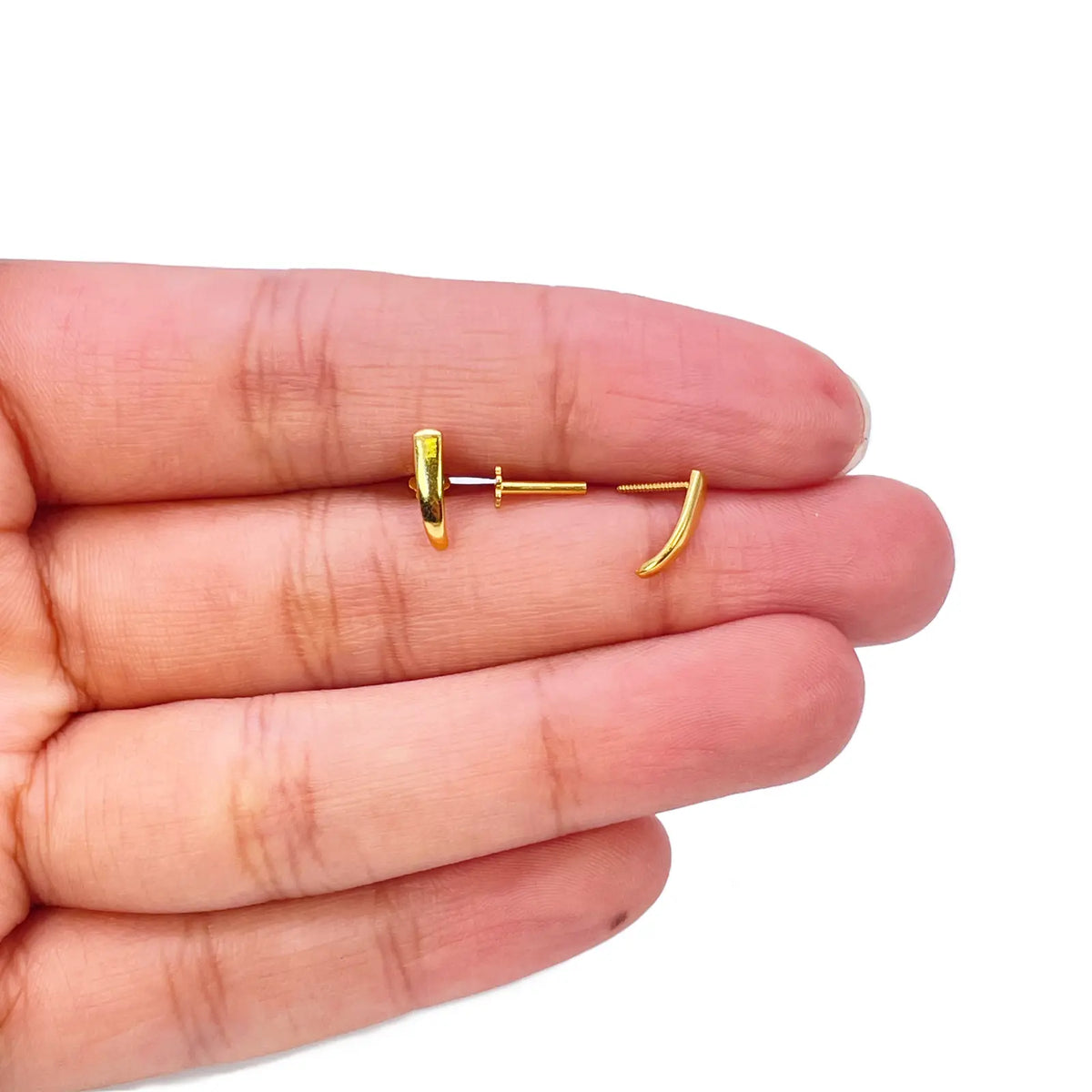 22ct Yellow Gold Plain High Polished Children's Earrings 9mm Length 