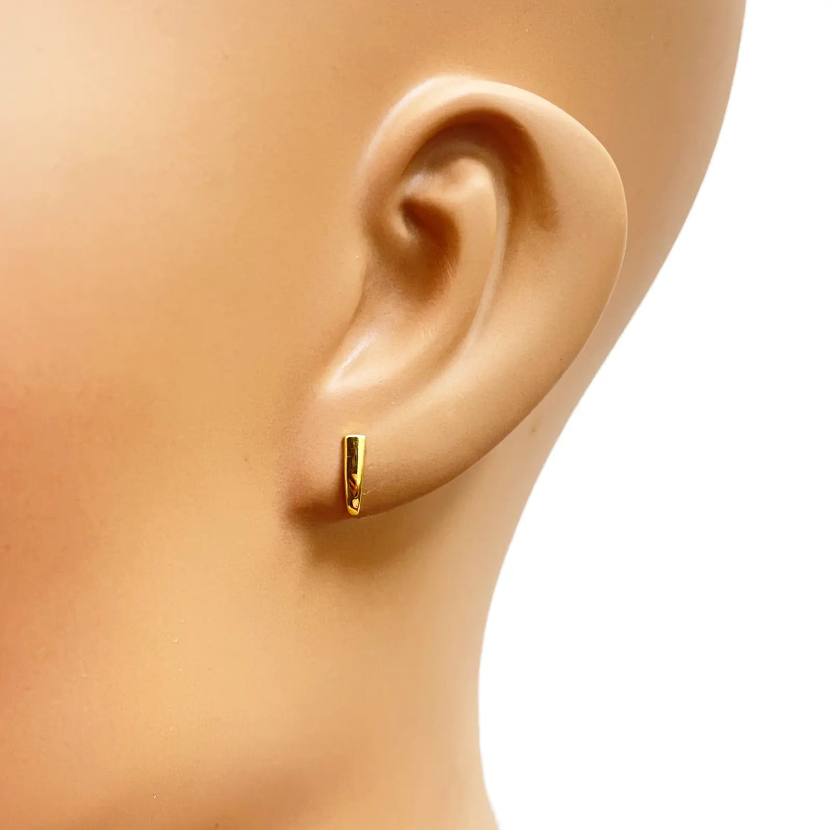 22ct Yellow Gold Plain High Polished Children's Earrings 9mm Length 