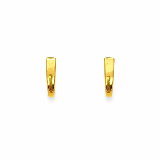 22ct Yellow Gold Plain High Polished Children's Earrings 9mm Length  Children's gold earring