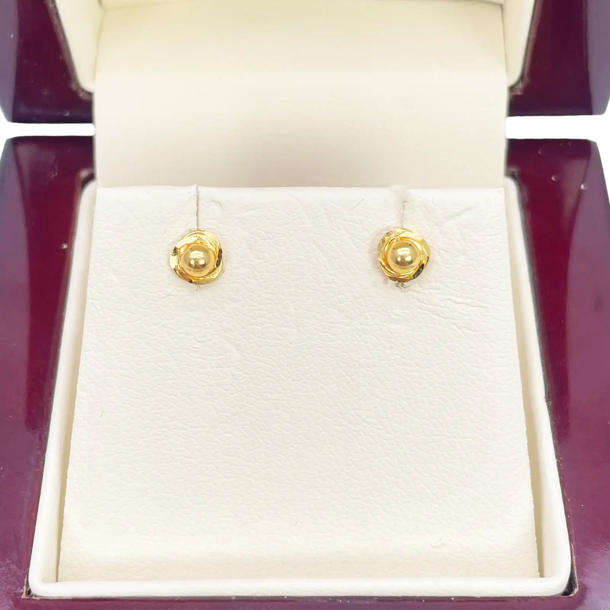 22ct Yellow Gold Plain High Polished Diamond Cut Rose Children's Stud Earrings 4.5mm Length 