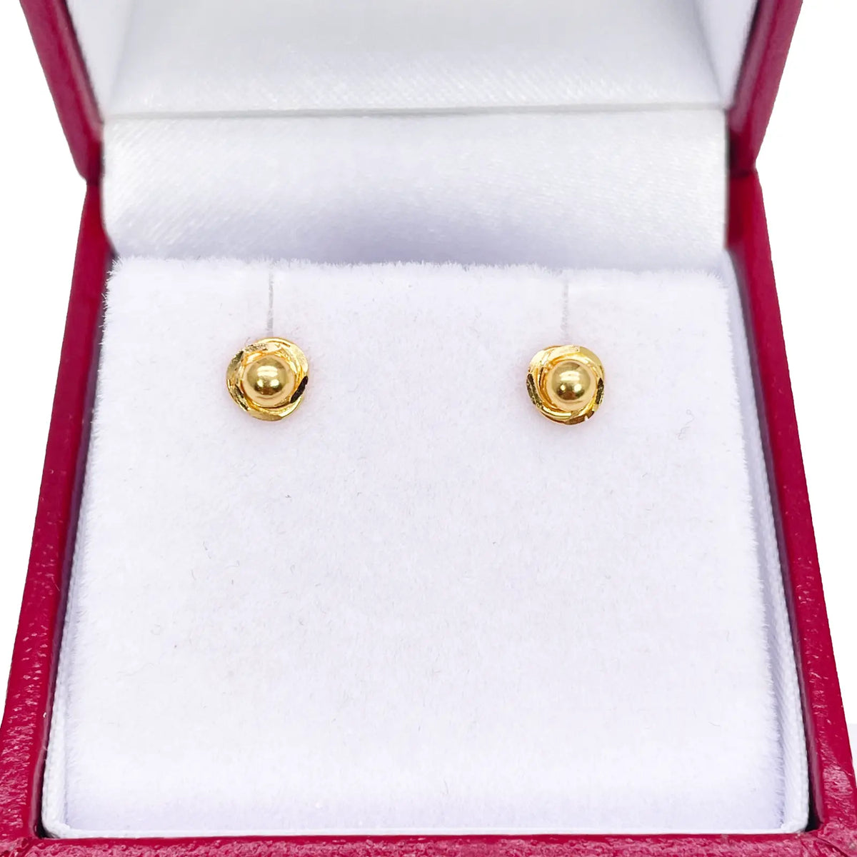 22ct Yellow Gold Plain High Polished Diamond Cut Rose Children's Stud Earrings 4.5mm Length 