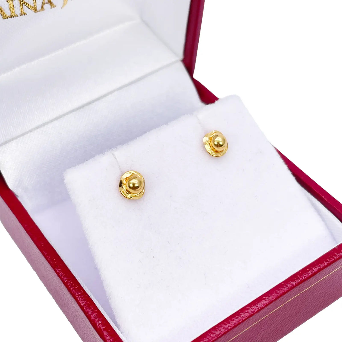 22ct Yellow Gold Plain High Polished Diamond Cut Rose Children's Stud Earrings 4.5mm Length 