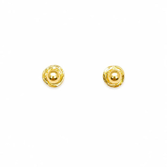 22ct Yellow Gold Plain High Polished Diamond Cut Rose Children's Stud Earrings 4.5mm Length  Children's gold earring
