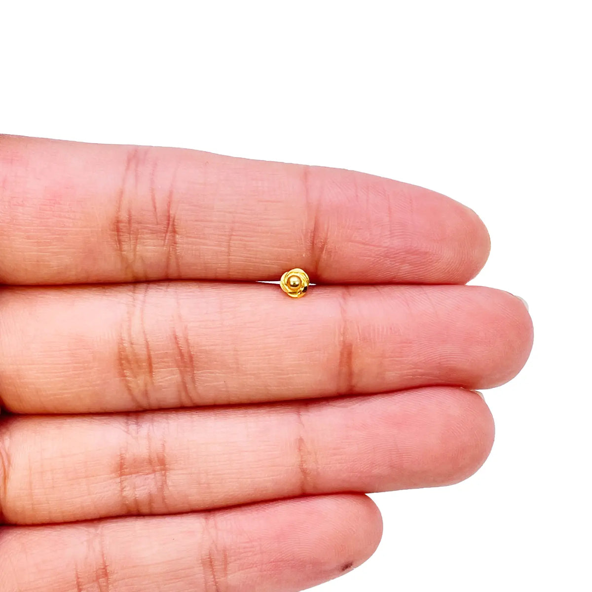 22ct Yellow Gold Plain High Polished Diamond Cut Rose Nose Stud/Pin 3.5mm Length 
