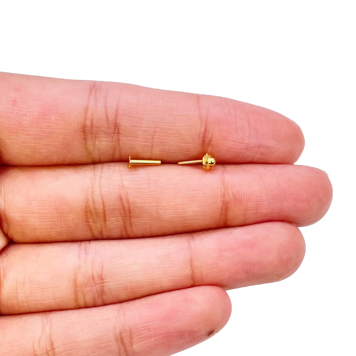 22ct Yellow Gold Plain High Polished Diamond Cut Rose Nose Stud/Pin 3.5mm Length 