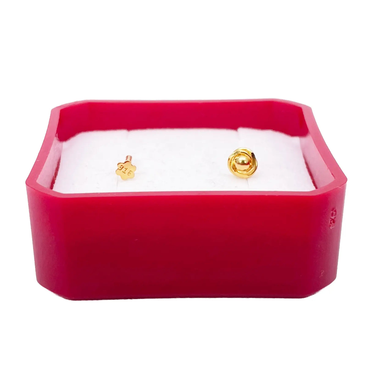 22ct Yellow Gold Plain High Polished Diamond Cut Rose Nose Stud/Pin 3.5mm Length 
