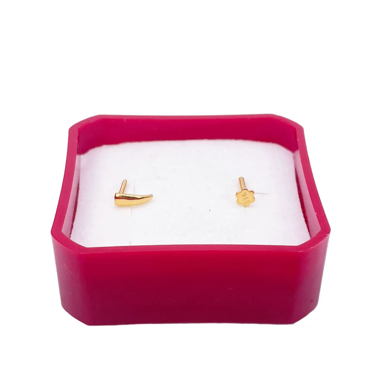 22ct Yellow Gold Plain High Polished Nose Stud/Pin 10mm Length 