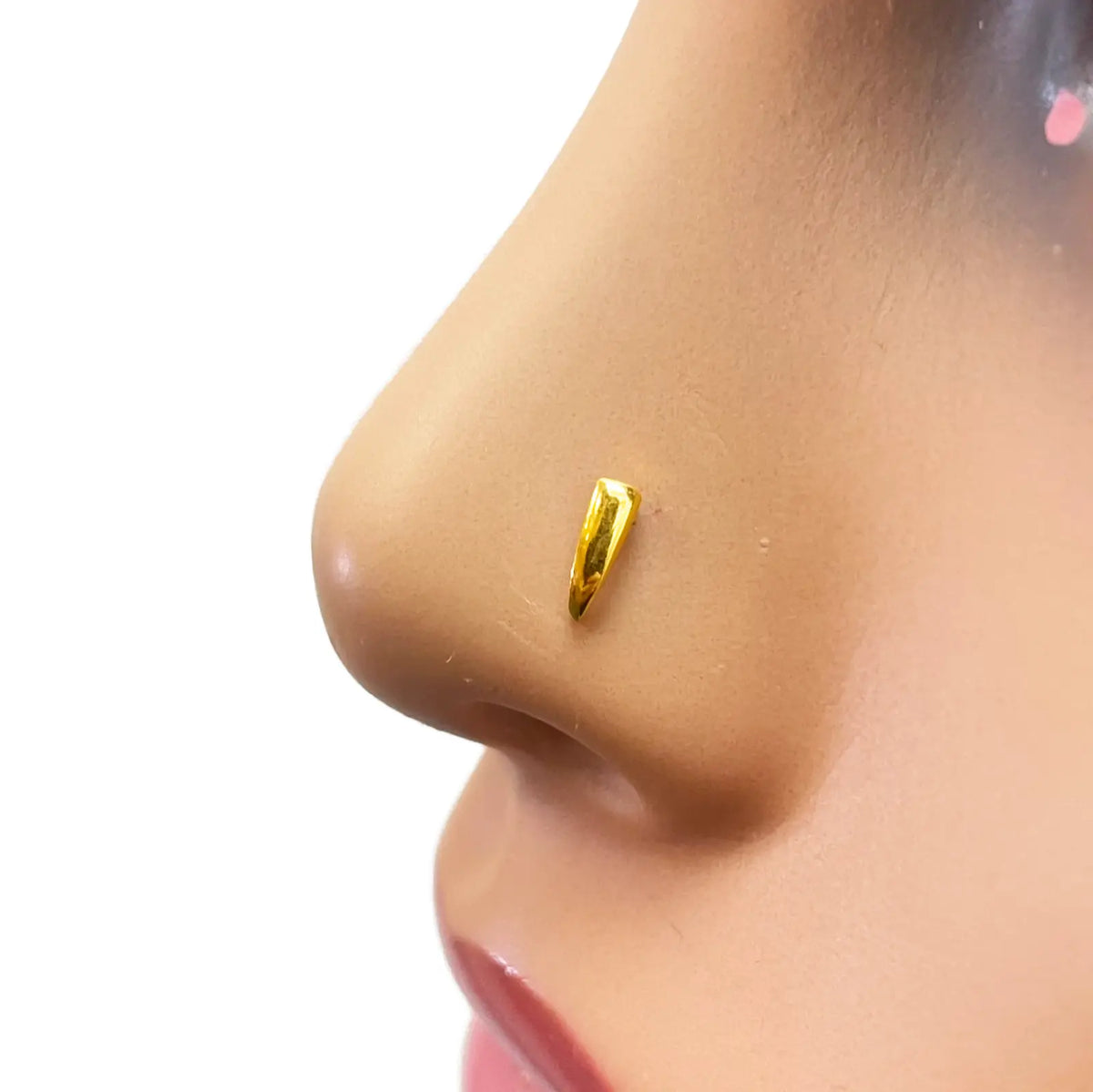 22ct Yellow Gold Plain High Polished Nose Stud/Pin 6mm Length 
