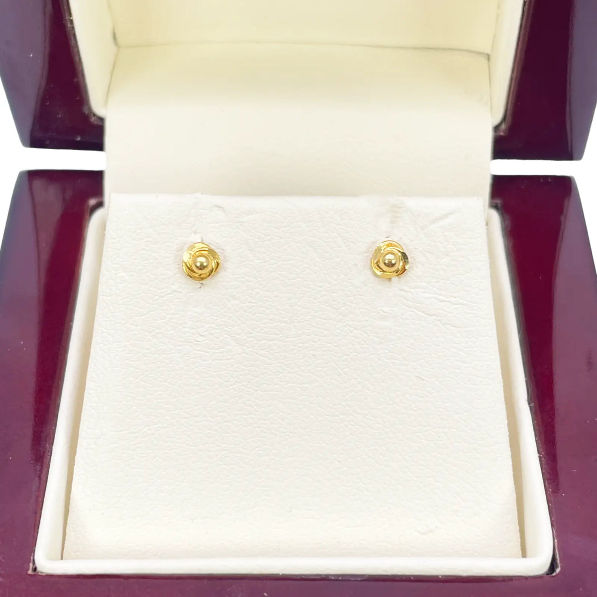 22ct Yellow Gold Plain High Polished Rose Children's Earrings 3.5mm Width 