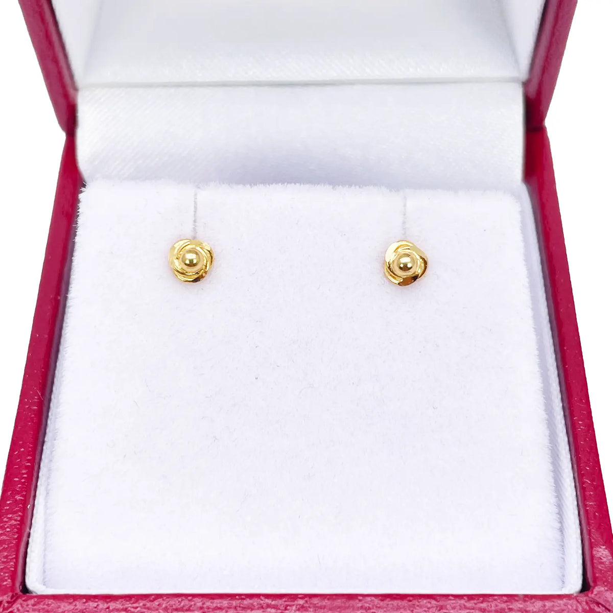 22ct Yellow Gold Plain High Polished Rose Children's Earrings 3.5mm Width 