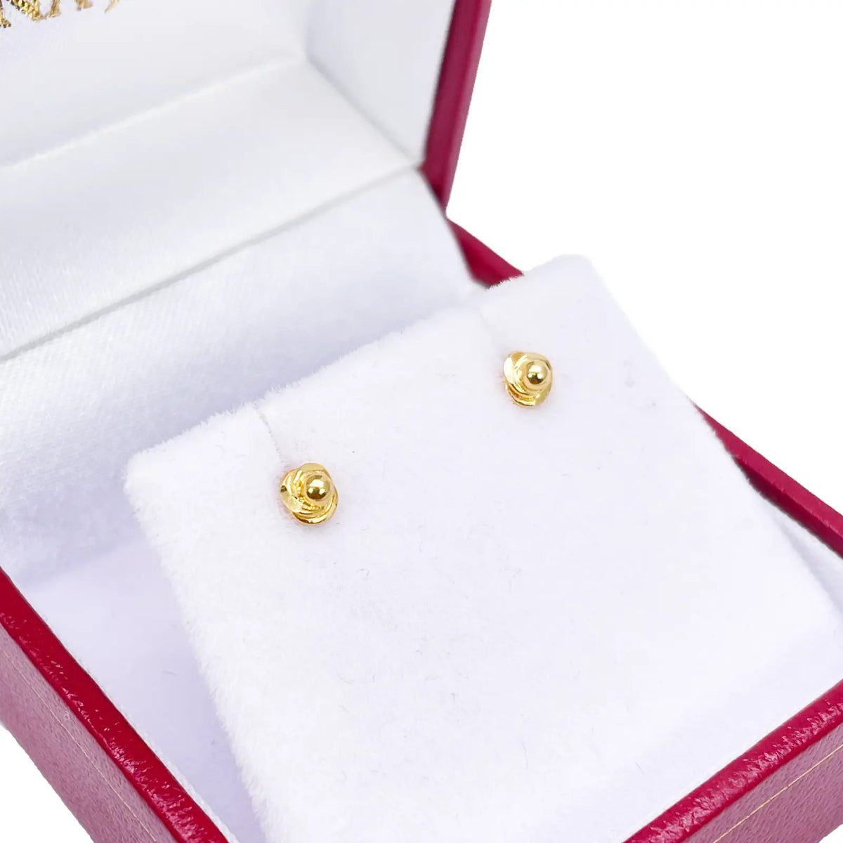 22ct Yellow Gold Plain High Polished Rose Children's Earrings 3.5mm Width 