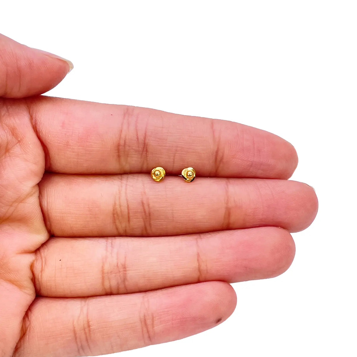 22ct Yellow Gold Plain High Polished Rose Children's Earrings 3.5mm Width 
