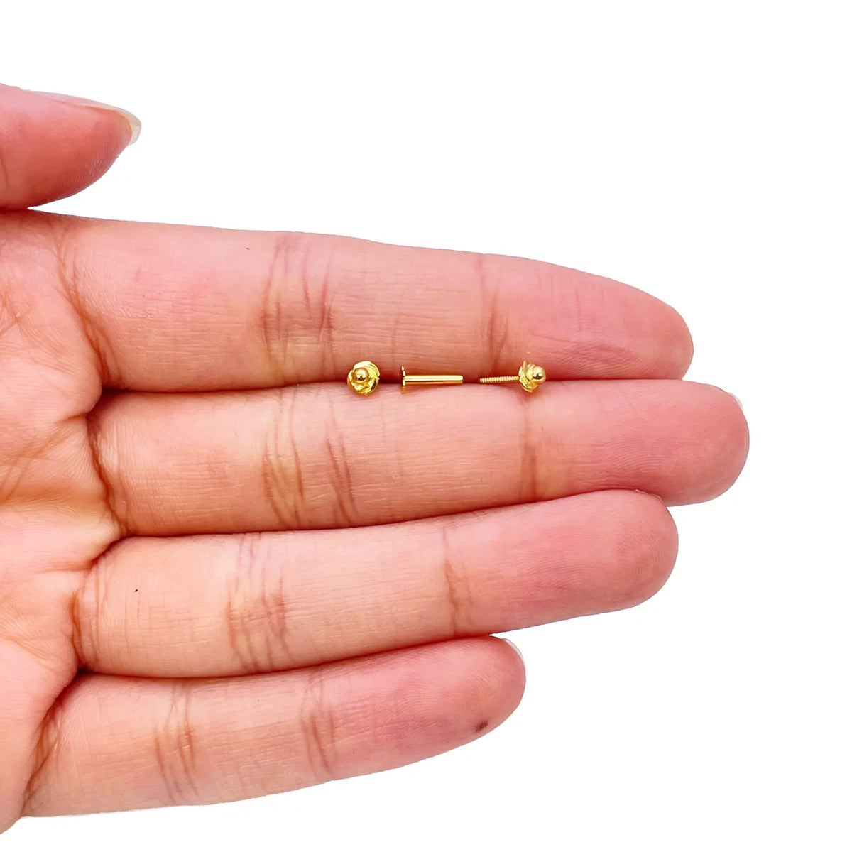 22ct Yellow Gold Plain High Polished Rose Children's Earrings 3.5mm Width 