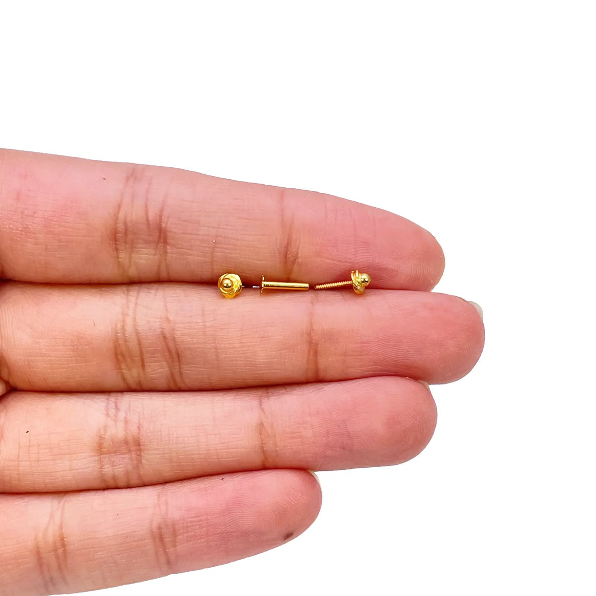 22ct Yellow Gold Plain High Polished Rose Children's Earrings 3.5mm Width 