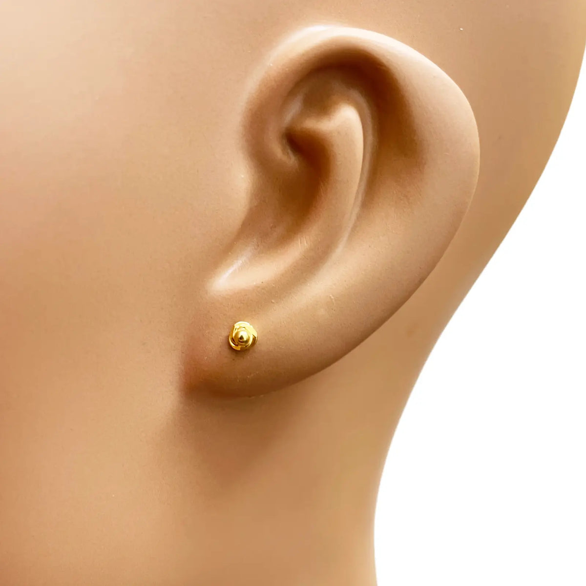 22ct Yellow Gold Plain High Polished Rose Children's Earrings 3.5mm Width 