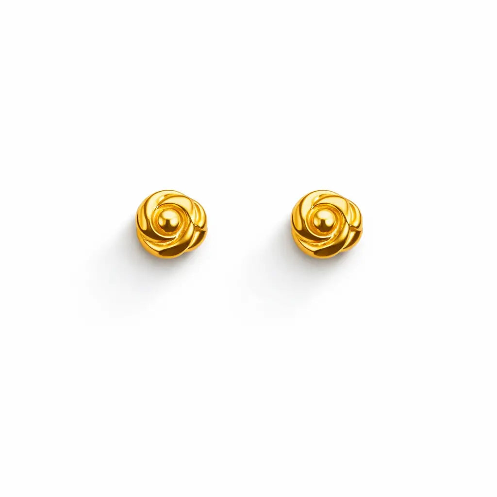 22ct Yellow Gold Plain High Polished Rose Children's Earrings 3.5mm Width  Children's gold earring