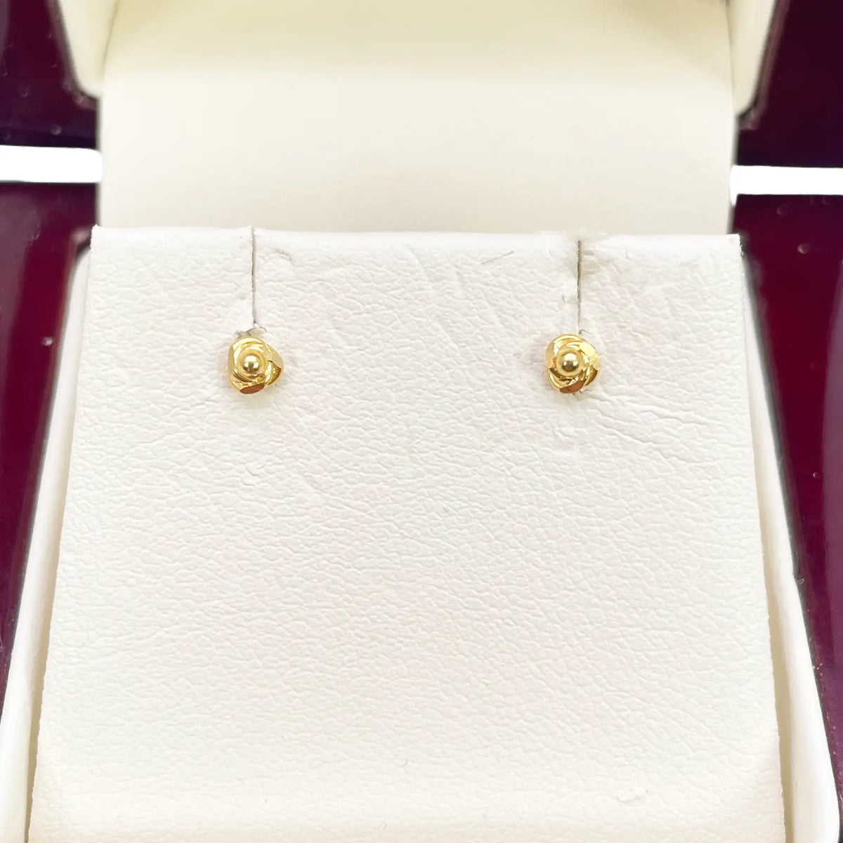22ct Yellow Gold Plain High Polished Rose Children's Earrings 3mm Width 