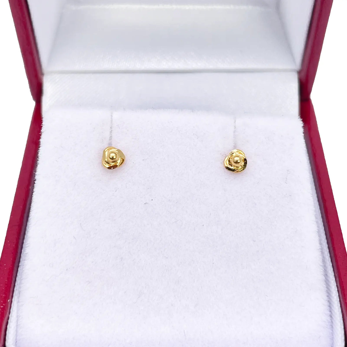 22ct Yellow Gold Plain High Polished Rose Children's Earrings 3mm Width 