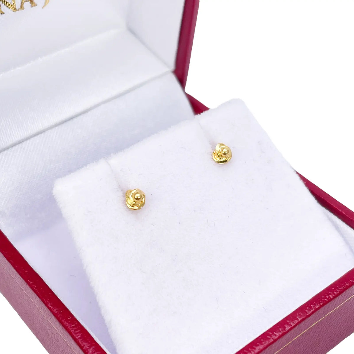 22ct Yellow Gold Plain High Polished Rose Children's Earrings 3mm Width 