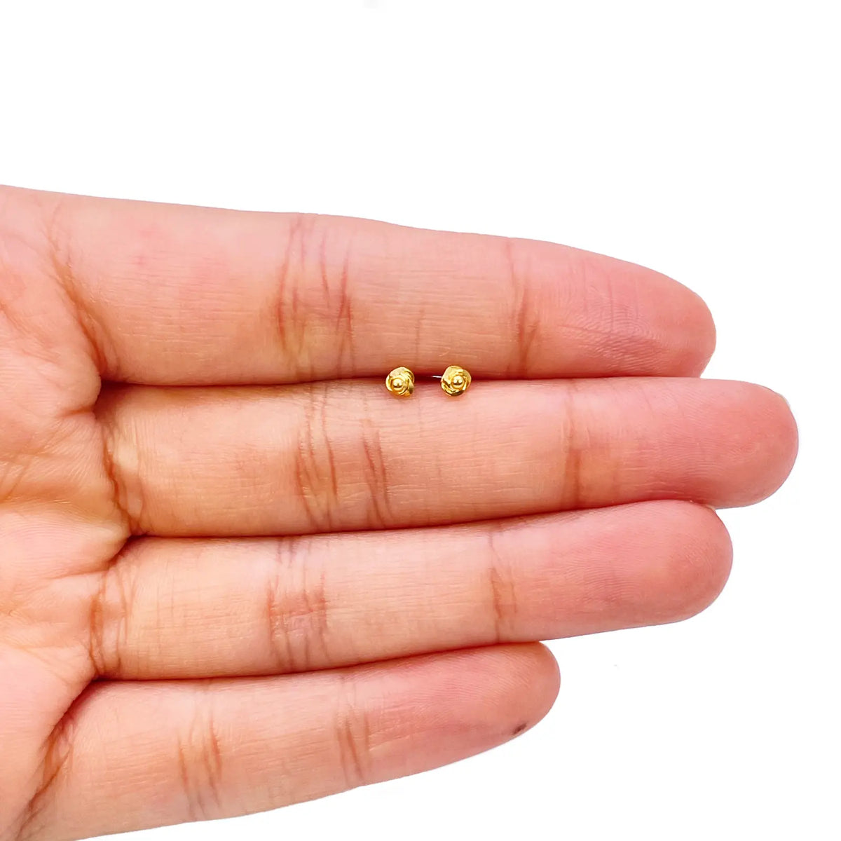 22ct Yellow Gold Plain High Polished Rose Children's Earrings 3mm Width 