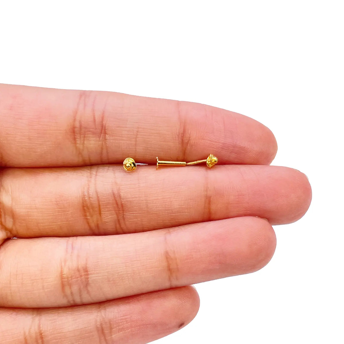 22ct Yellow Gold Plain High Polished Rose Children's Earrings 3mm Width 