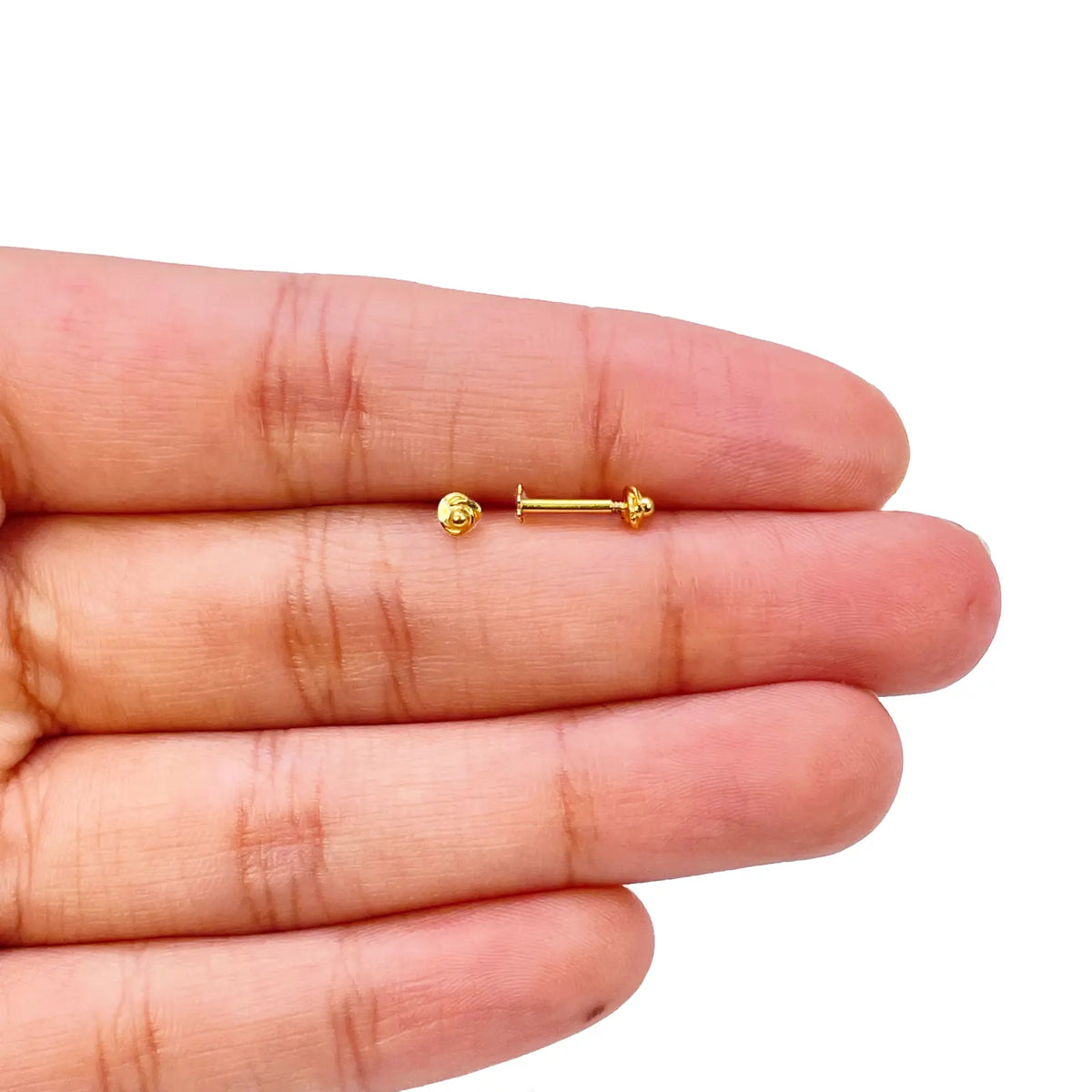 22ct Yellow Gold Plain High Polished Rose Children's Earrings 3mm Width 