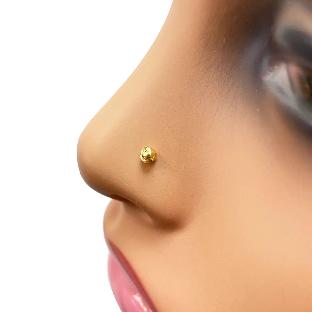 22ct Yellow Gold Plain High Polished Rose Children's Earrings 3mm Width 