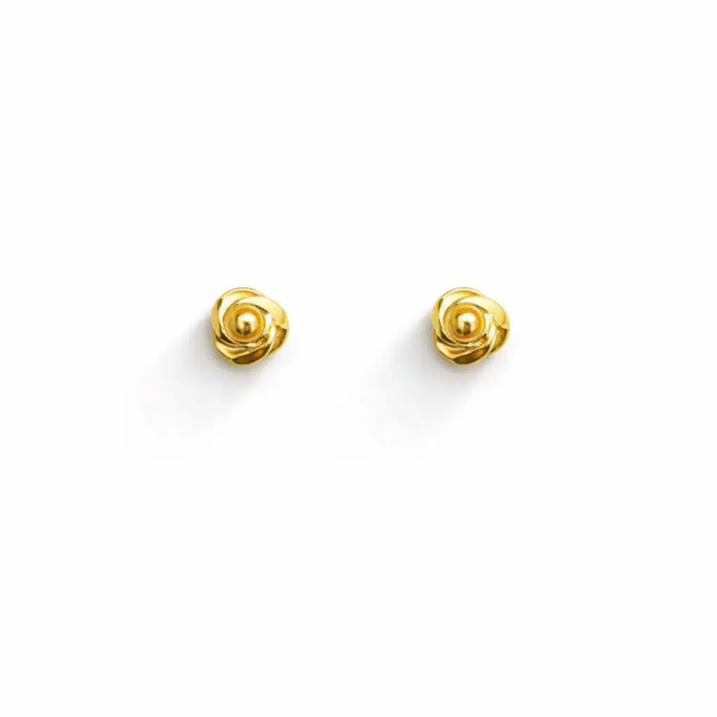 22ct Yellow Gold Plain High Polished Rose Children's Earrings 3mm Width  Children's gold earring