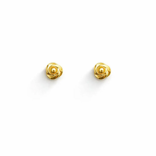 22ct Yellow Gold Plain High Polished Rose Children's Earrings 3mm Width  Children's gold earring
