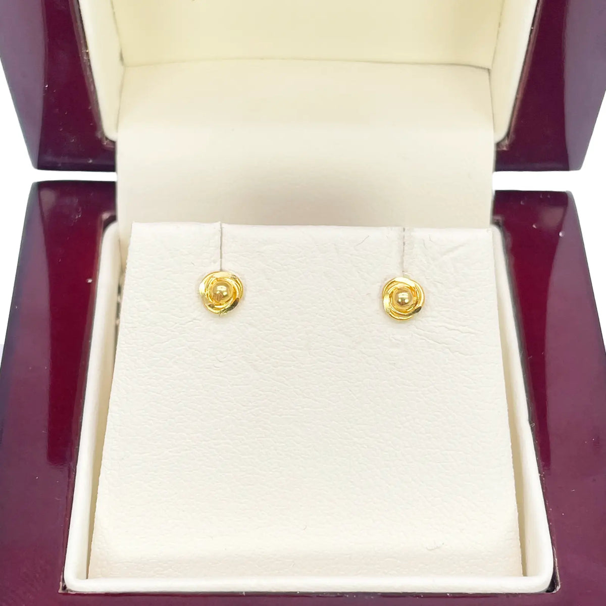 22ct Yellow Gold Plain High Polished Rose Children's Earrings 4mm Width 