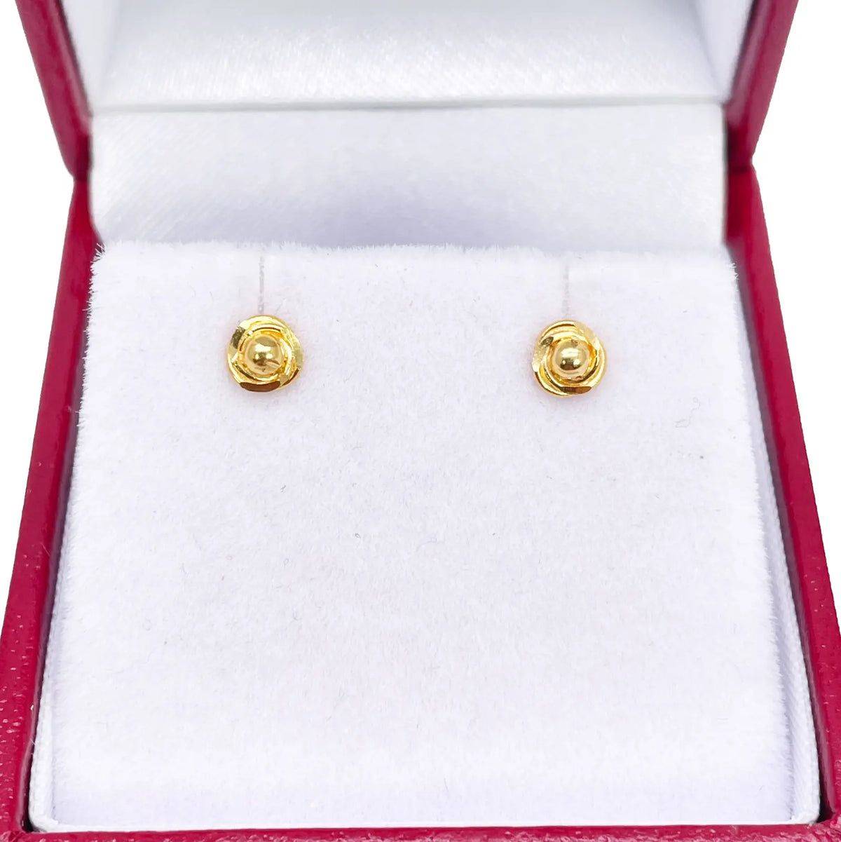 22ct Yellow Gold Plain High Polished Rose Children's Earrings 4mm Width 
