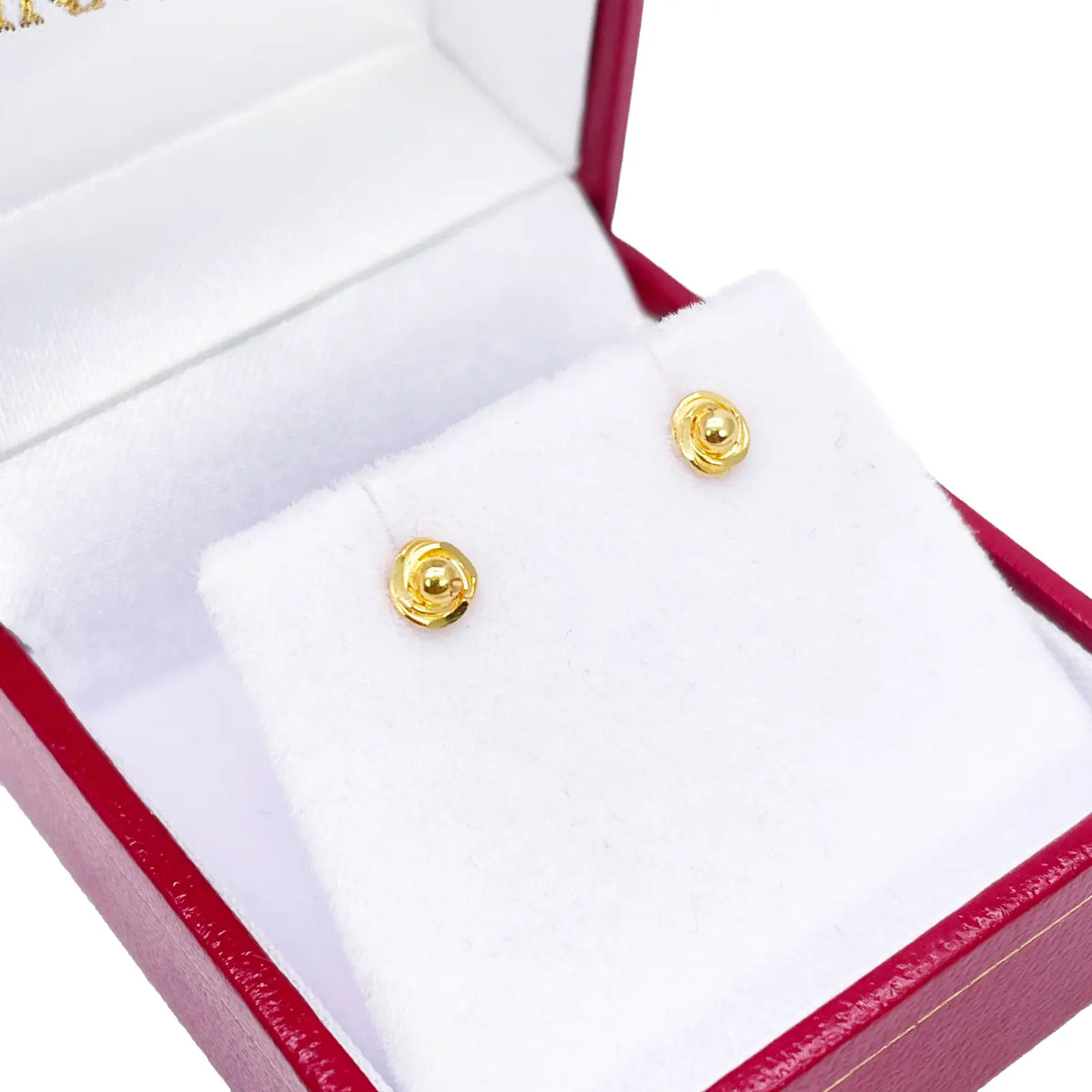 22ct Yellow Gold Plain High Polished Rose Children's Earrings 4mm Width 