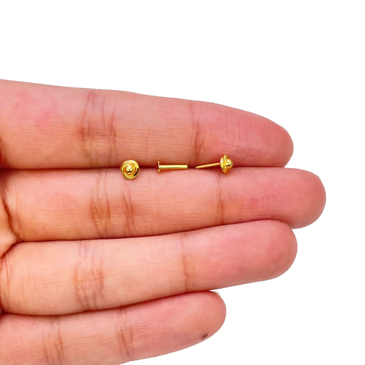 22ct Yellow Gold Plain High Polished Rose Children's Earrings 4mm Width 