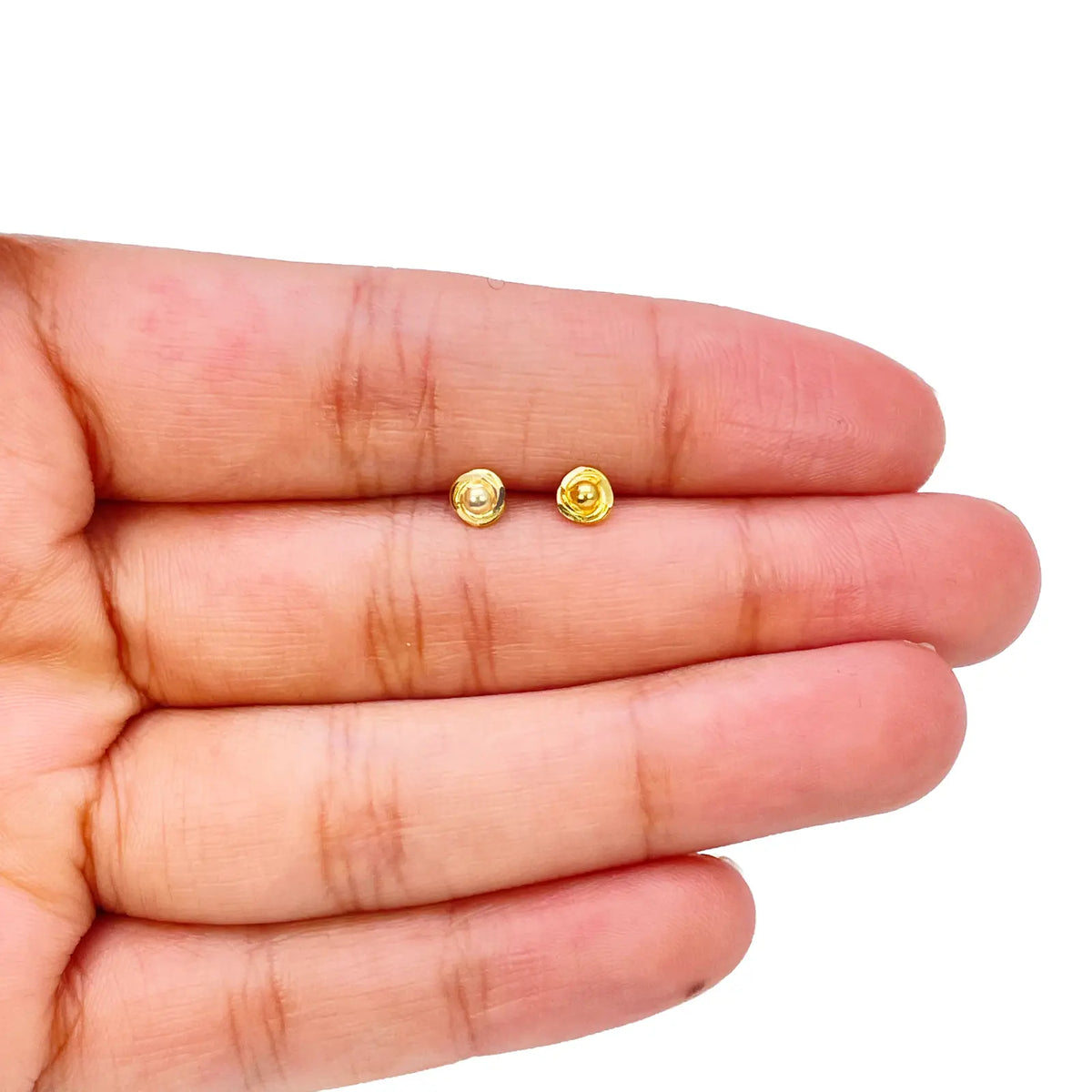 22ct Yellow Gold Plain High Polished Rose Children's Earrings 4mm Width 