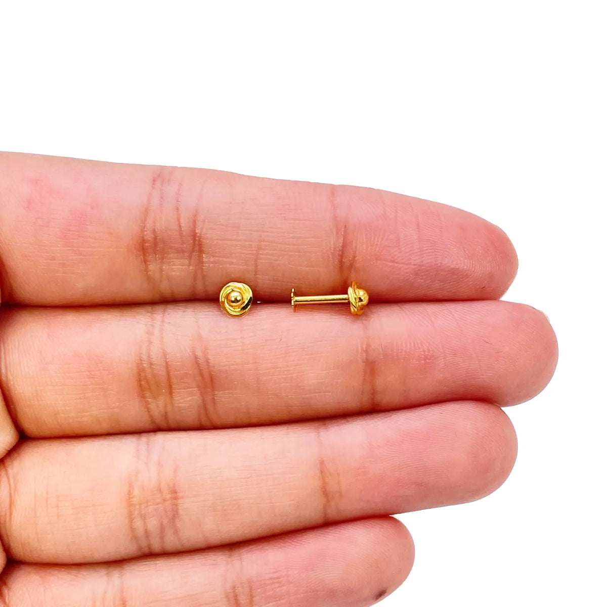 22ct Yellow Gold Plain High Polished Rose Children's Earrings 4mm Width 