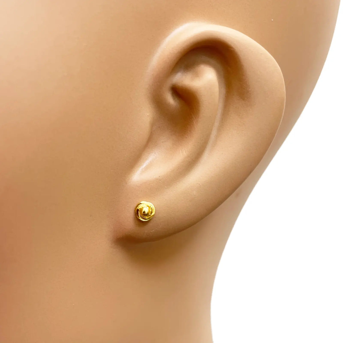 22ct Yellow Gold Plain High Polished Rose Children's Earrings 4mm Width 