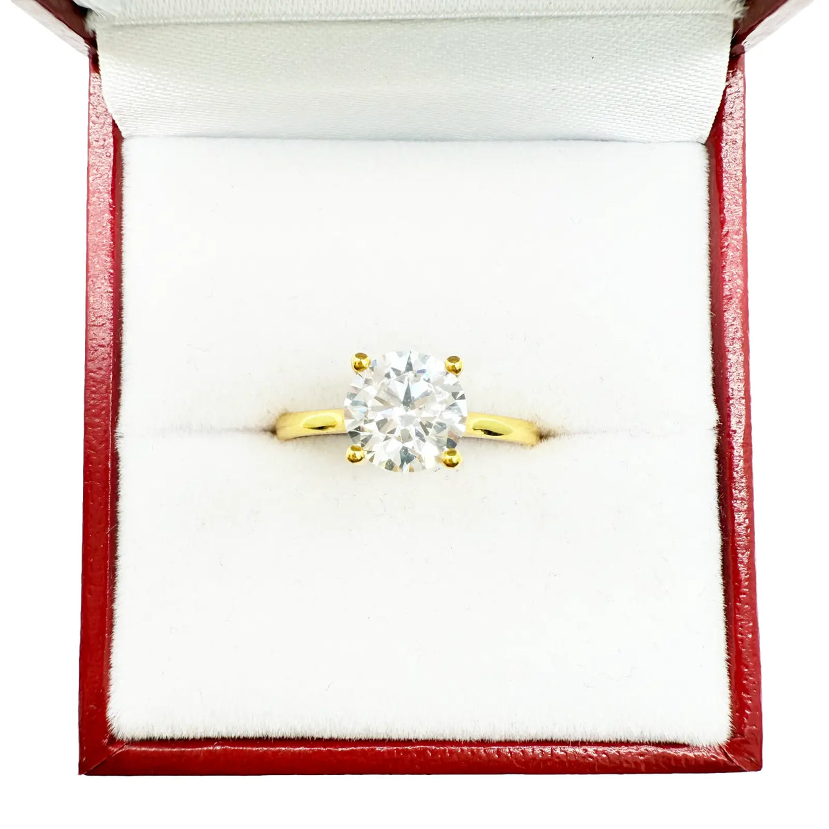 22ct Yellow Gold Round Cubic Zirconia 4-Claw Prong Engagement Ring 7mm Width 