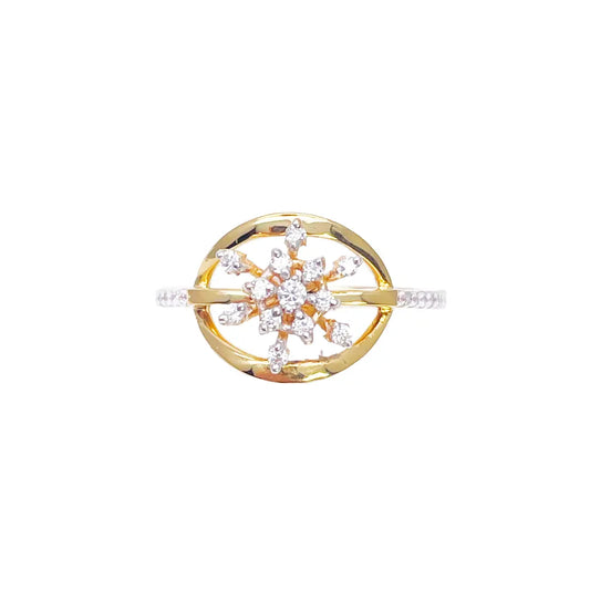 22ct Yellow Gold Round Cubic Zirconia Snowflake Ring 10.9mm Width 