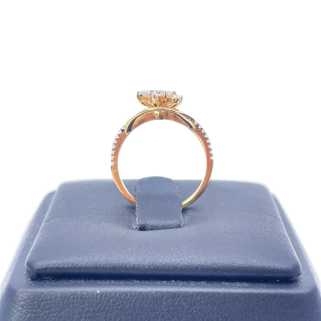 22ct Yellow Gold Round Cubic Zirconia Snowflake Ring 10.9mm Width 