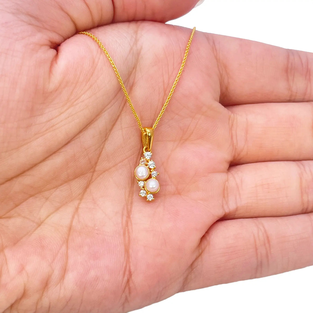 22ct Yellow Gold Round Freshwater Pearl Bubble Pendant and Matching Earrings Set 