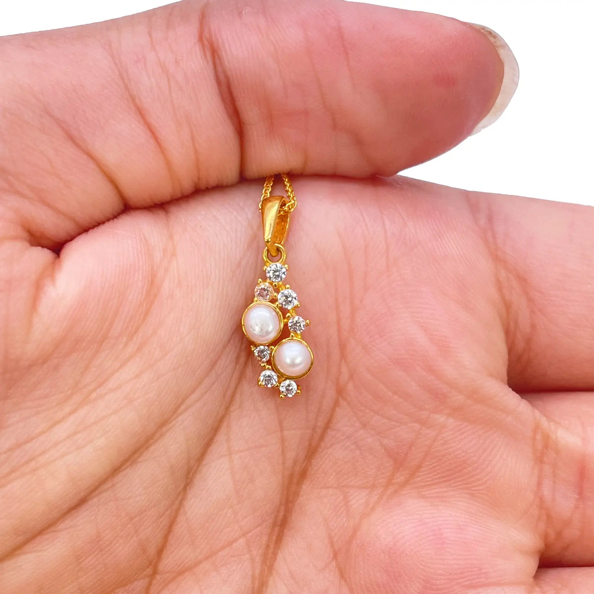 22ct Yellow Gold Round Freshwater Pearl Bubble Pendant and Matching Earrings Set 