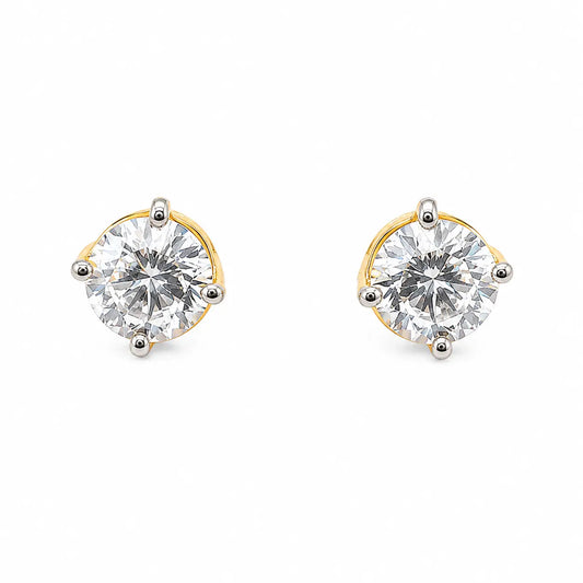 22ct Yellow Gold Round Style Cubic Zirconia Men's Stud Earrings, 3.81gm  Gold earring