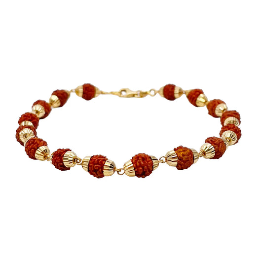 22ct Yellow Gold Rudraksha Bracelet 8 Inches 