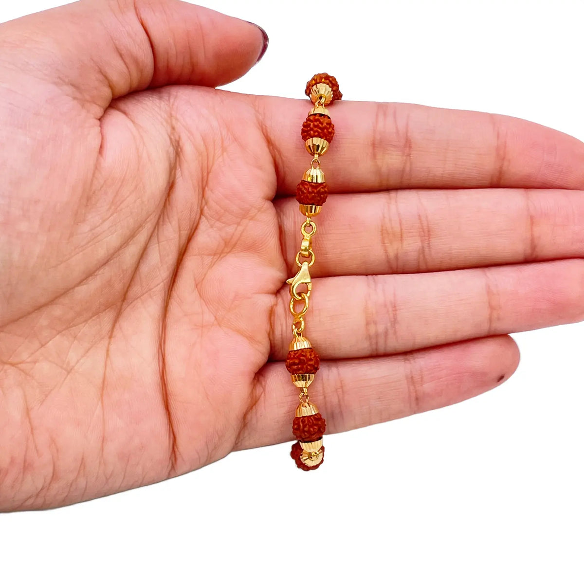 22ct Yellow Gold Rudraksha Bracelet 8 Inches 