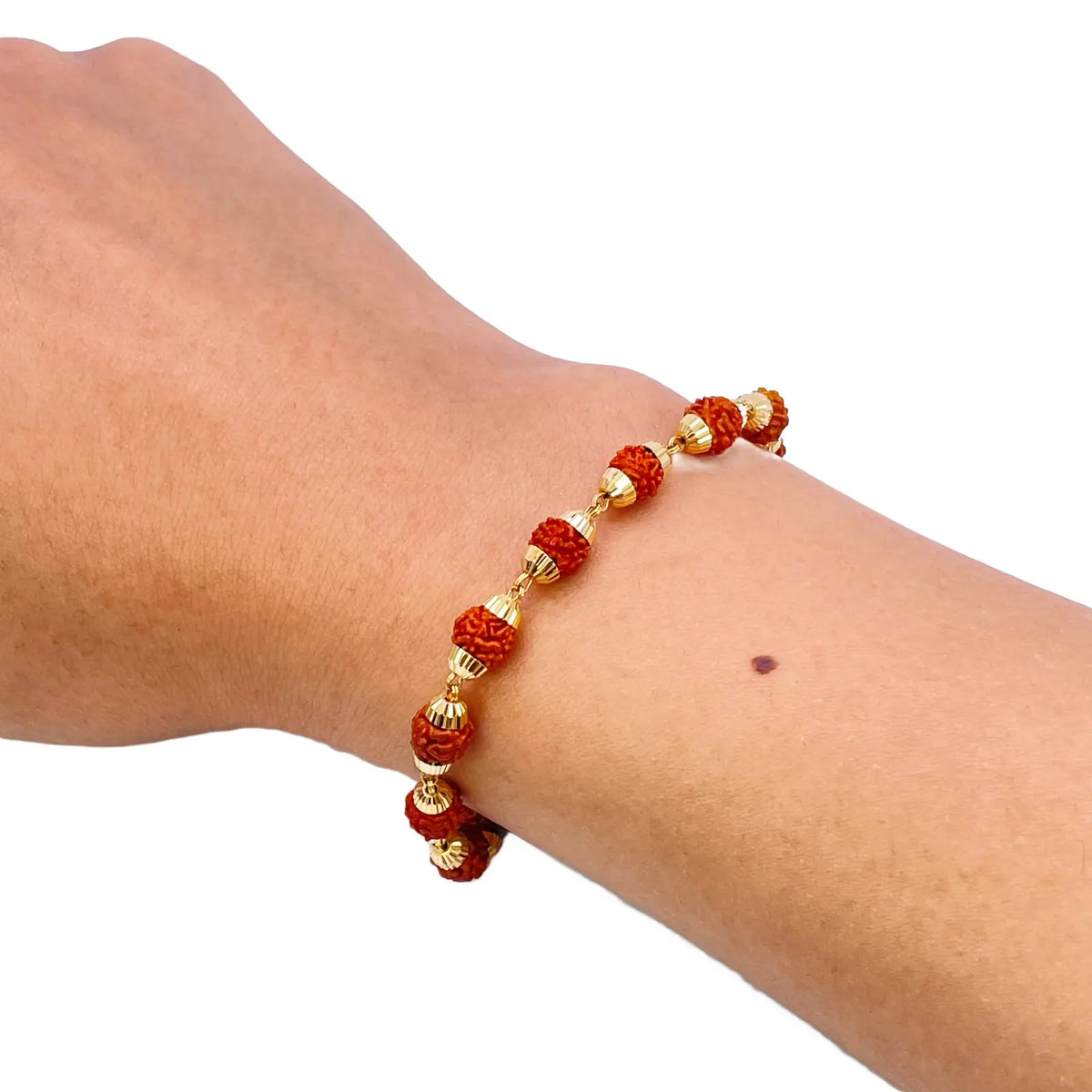 22ct Yellow Gold Rudraksha Bracelet 8 Inches 