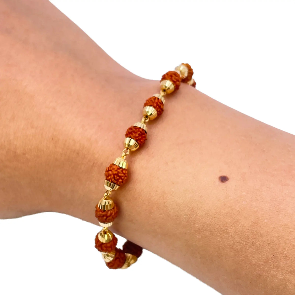 22ct Yellow Gold Rudraksha Bracelet 8 Inches 