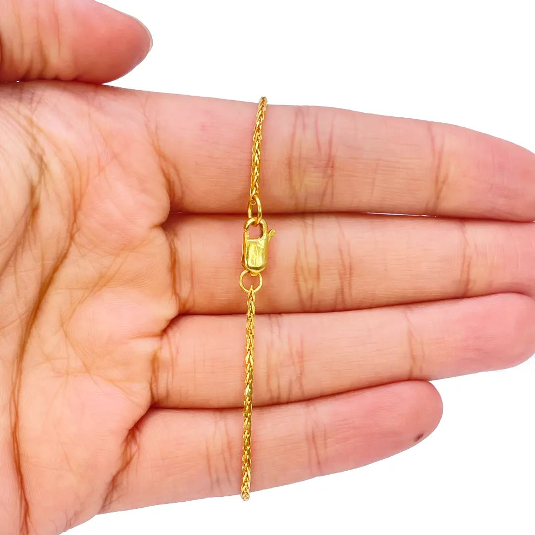 22ct Yellow Gold Seven Diamond Cut & Cubic Zirconia Sparkly Beaded Bracelet 6.5 inches 