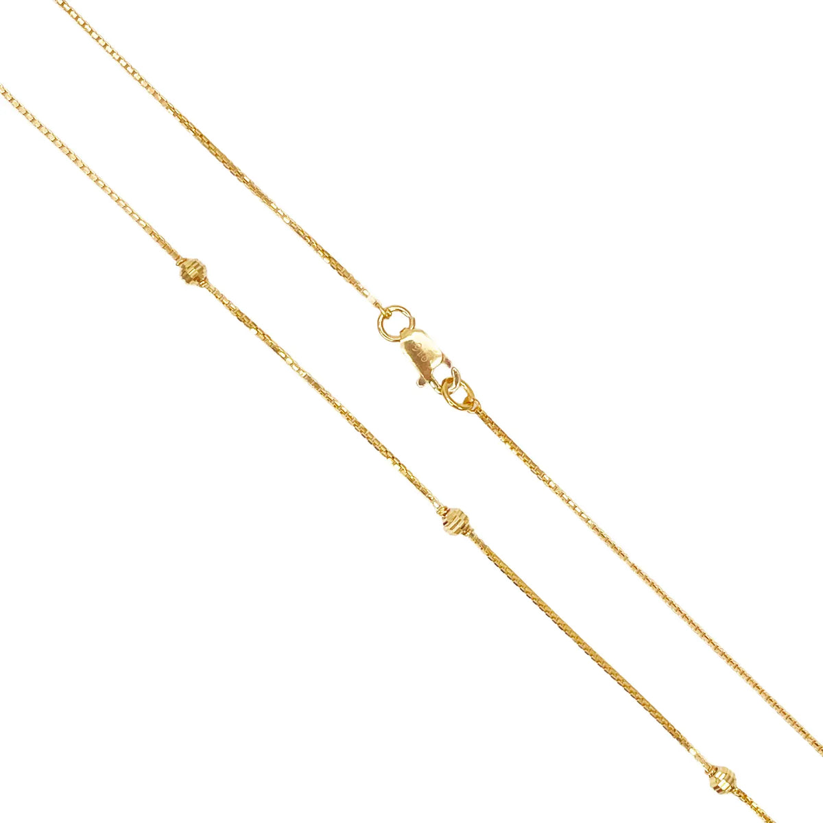 22ct Yellow Gold Shiny Diamond Cut Ball Eight Beaded Necklace Chain 18.5 Inches 
